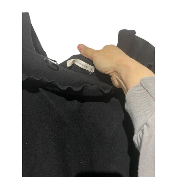 The Impeccable Pig Women's Ruffled Off Shoulder Long Sleeve Bodysuit Black M - Picture 2 of 4